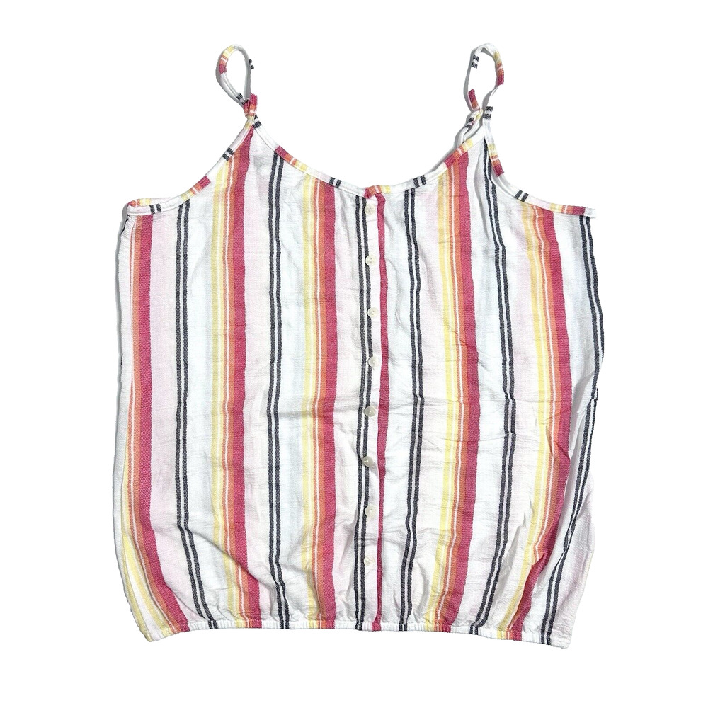 Lascana For Venus Women's Striped Tank Top Multicolor Elastic Hem Beach Size M